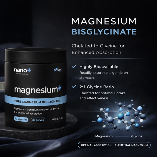 Nano+ Magnesium Glycinate Capsules 1000mg Per Serve | 30 Serves