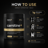 Nano+ L-Carnitine Tartrate Powder 100g | 100 Serves Pharma Grade