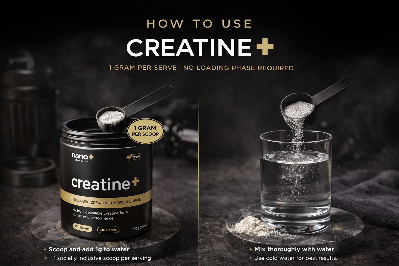 Nano+ Creatine HCL Powder 100g | 100 Serves High Absorption