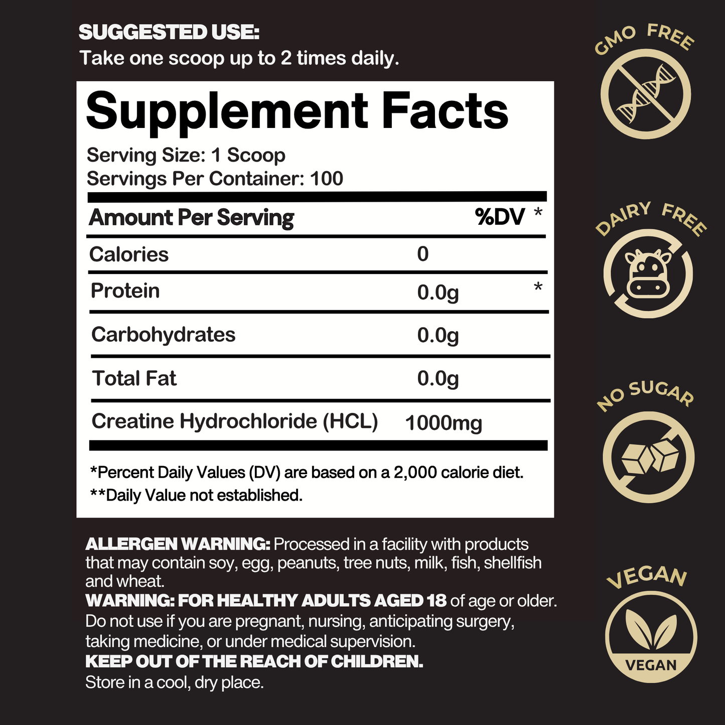 Nano+ Creatine HCL Powder 100g | 100 Serves High Absorption