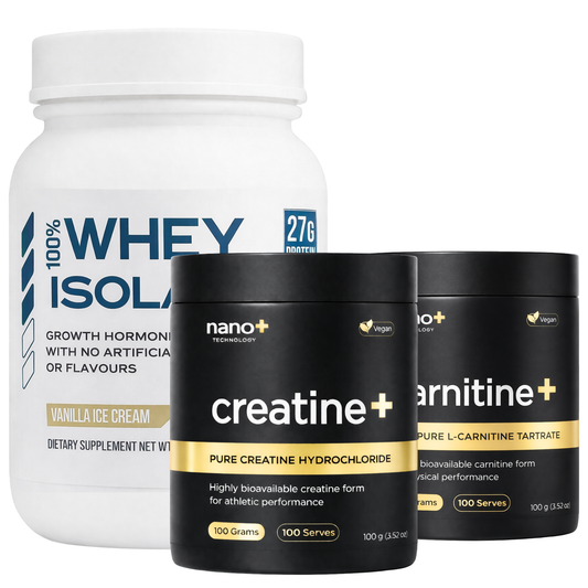 Nano+ Balanced Performance Stack | Creatine, Carnitine & Whey Isolate