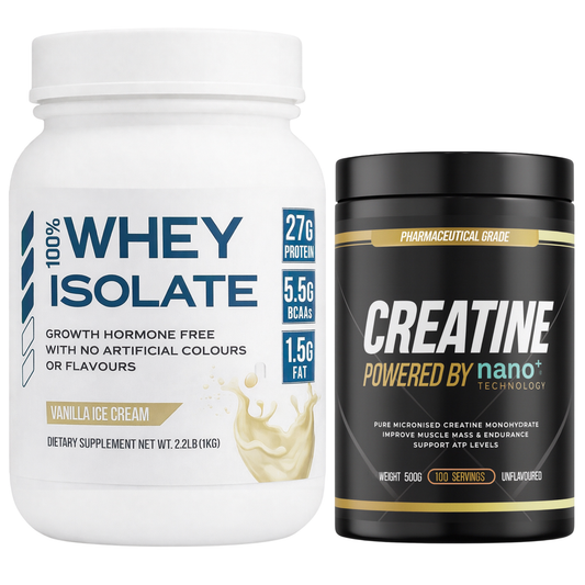 Nano+ Muscle Builder Stack | Whey Isolate & Creatine Mono