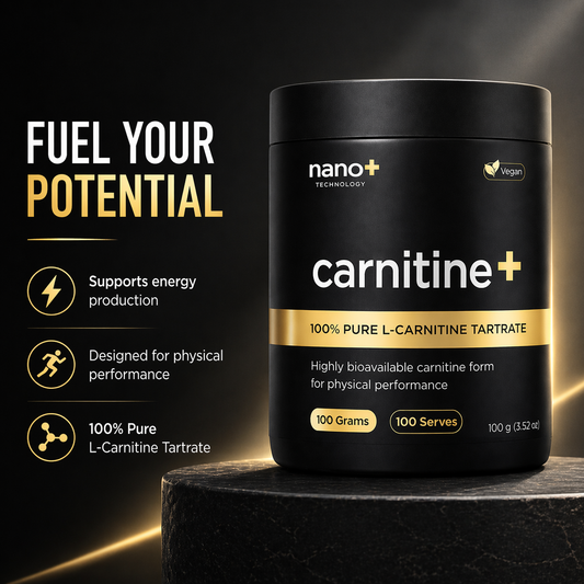 Nano+ L-Carnitine Tartrate Powder 100g | 100 Serves Pharma Grade