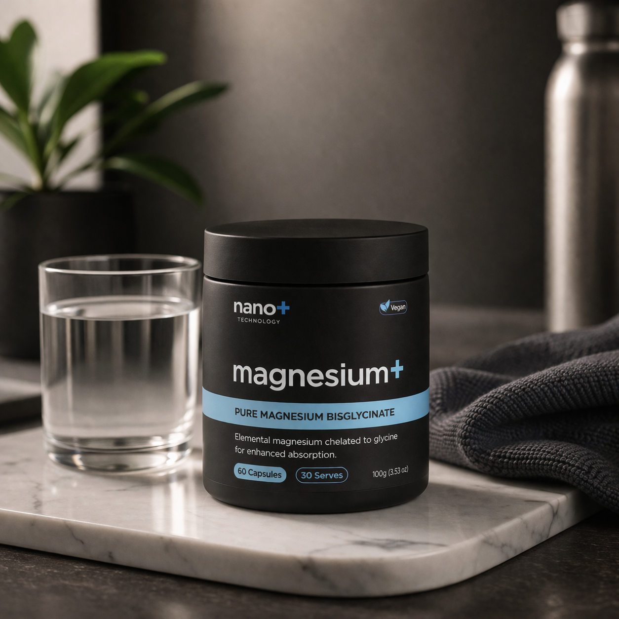 Nano+ Magnesium Glycinate Capsules 1000mg Per Serve | 30 Serves